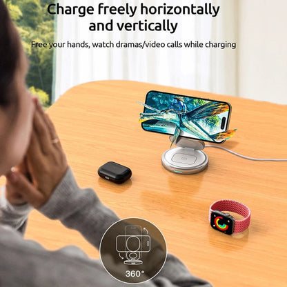 3 In 1 Zinc Alloy Magnetic Folding Wireless Charger