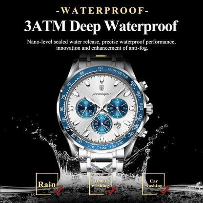 POEDAGAR Fashion Brand Men Watch Waterproof Stainless Steel