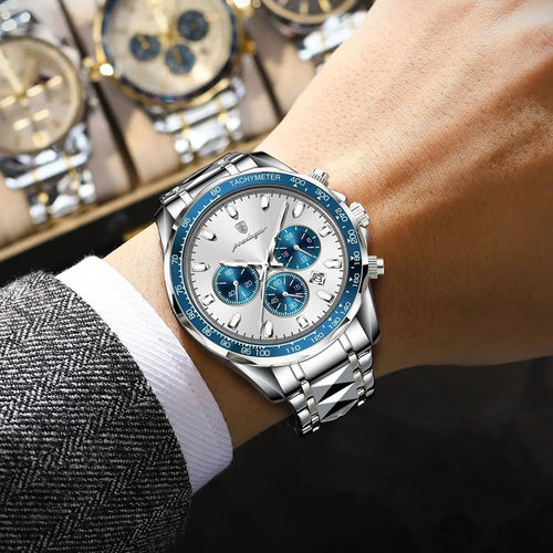POEDAGAR Fashion Brand Men Watch Waterproof Stainless Steel