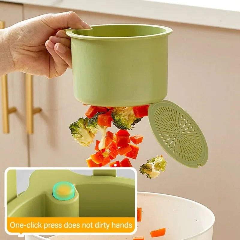 2 IN 1 Kitchen Sink Strainer Stopper One-click Opening Hanging